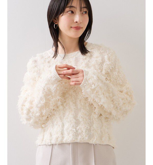 VIS「リボンヤーンフリンジニットプルオーバー」|ニット・セーター|