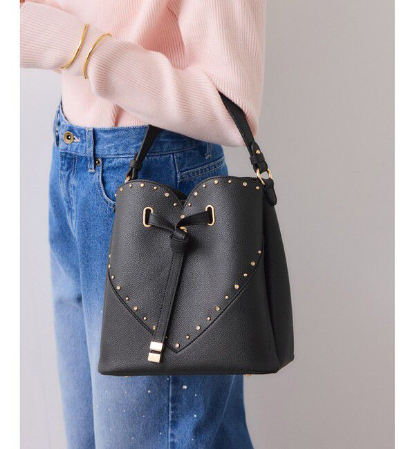 VIS「ラインストーン＆スタッズハートカットバッグ」|ショルダー・メッセンジャー|