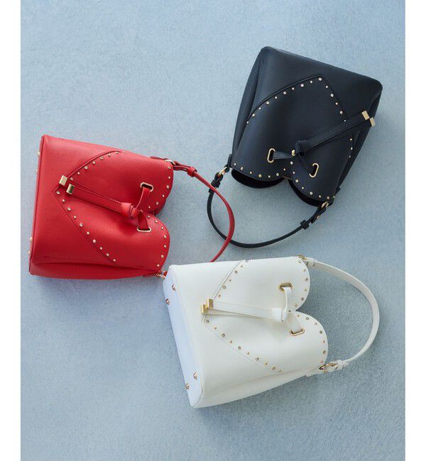 VIS「ラインストーン＆スタッズハートカットバッグ」|ショルダー・メッセンジャー|