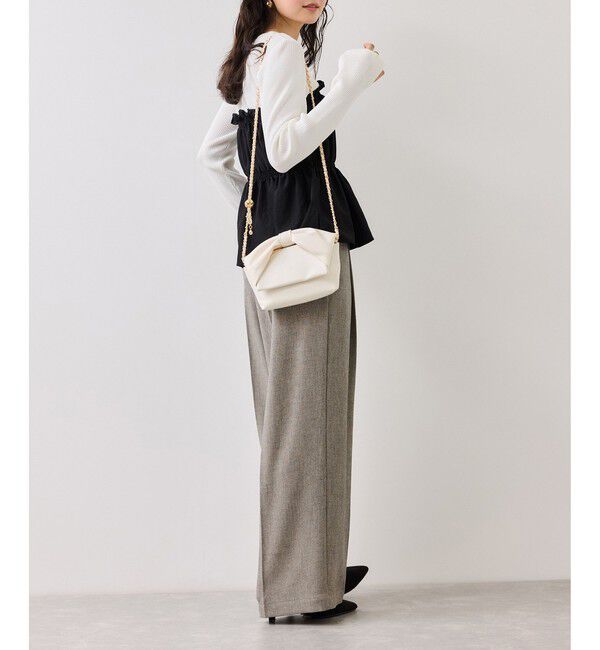 VIS「サマーツイードリボンベルトパンツ/UVケア・イージーケア」|チノ|