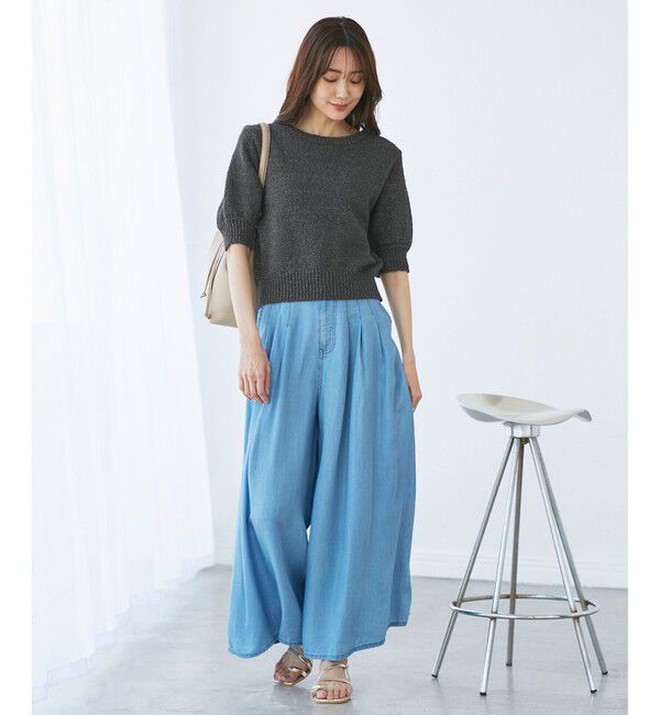 Rope&rsquo;Picnic「ラメ混綿ニットハーフスリーブプルオーバー」|ニット・セーター|