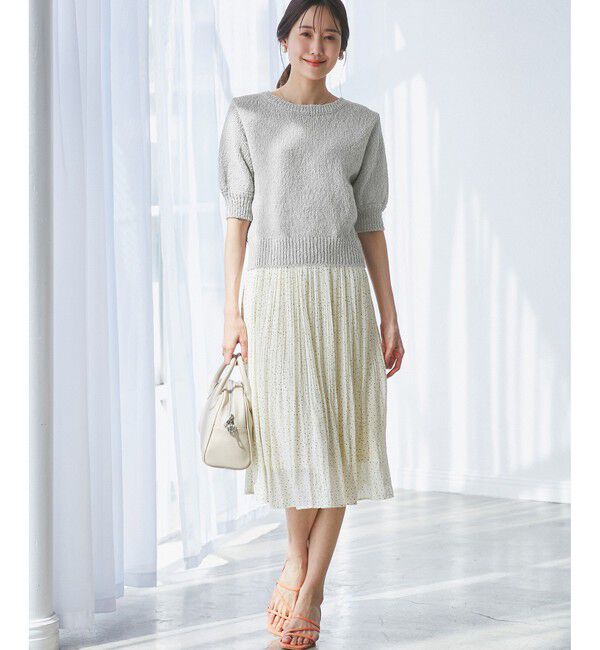 Rope&rsquo;Picnic「ラメ混綿ニットハーフスリーブプルオーバー」|ニット・セーター|