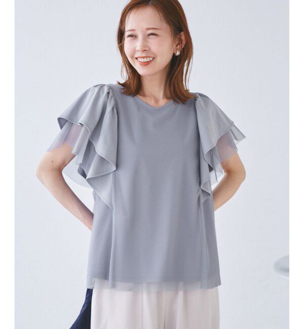 Rope&rsquo;Picnic「【UVカット・接触冷感】Cutee チュールフリルトップス」|Tシャツ・カットソー|