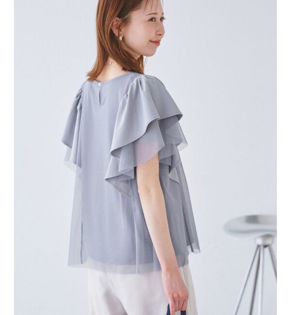 Rope&rsquo;Picnic「【UVカット・接触冷感】Cutee チュールフリルトップス」|Tシャツ・カットソー|