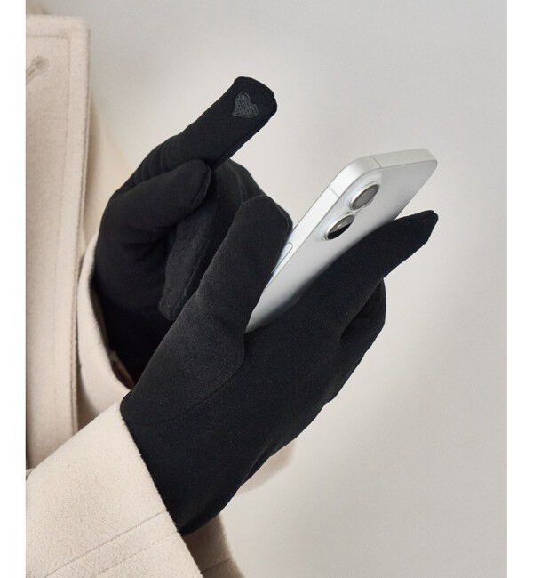 ROPE PICNIC PASSAGE「パールジャージスマホタッチグローブ」|手袋|ブラック(01)