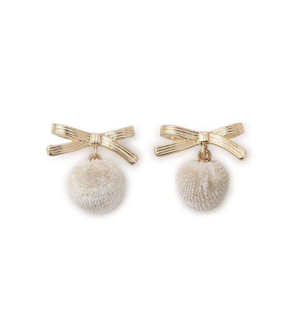 ROPE PICNIC PASSAGE「ベロアボールリボンピアス」|ピアス|