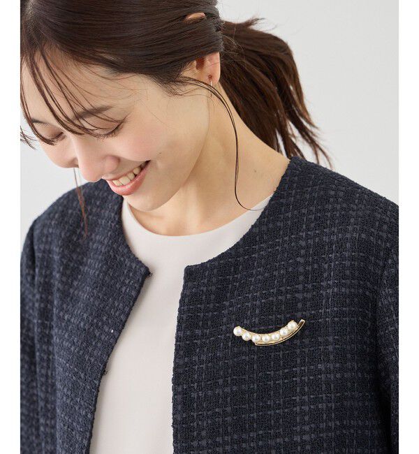 ROPE PICNIC PASSAGE「パールカーブラインブローチ」|ブローチ・コサージュ|ゴールド(90)