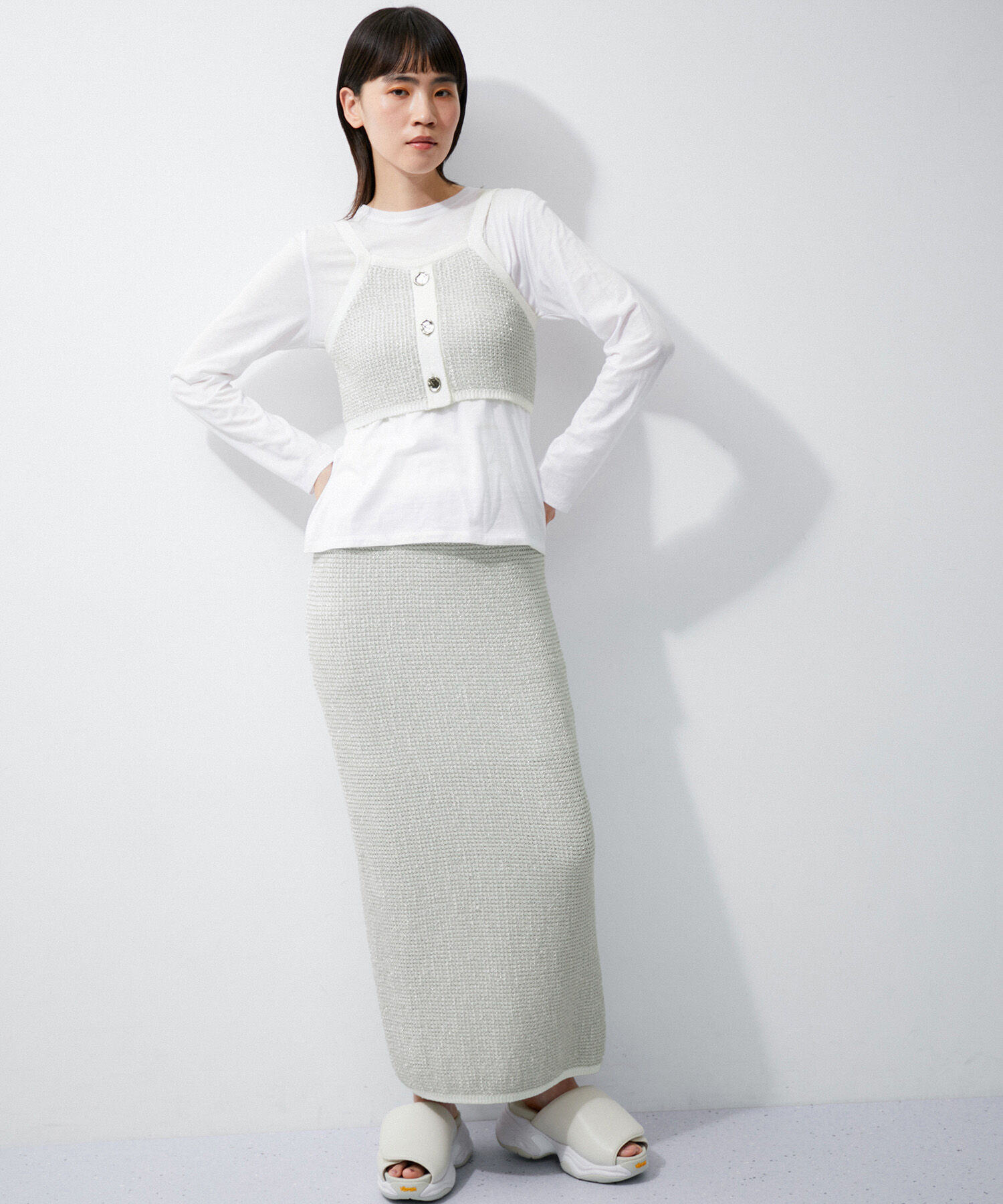 ADAM ET ROPE'「ラメパターンニットキャミ」|キャミソール|