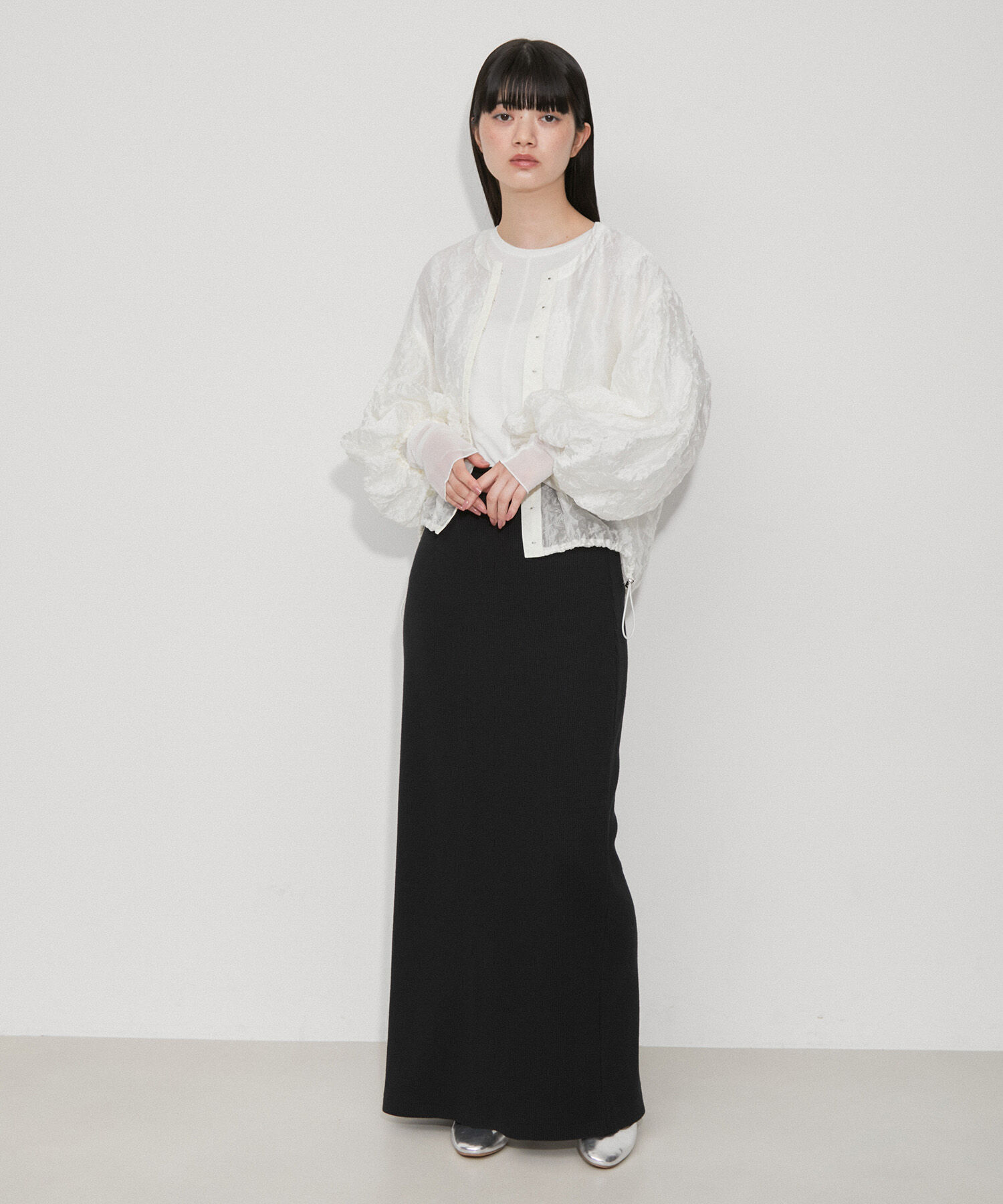 ADAM ET ROPE'「【サステナブル・洗える】エアリーシアーカフスカットソー」|Tシャツ・カットソー|