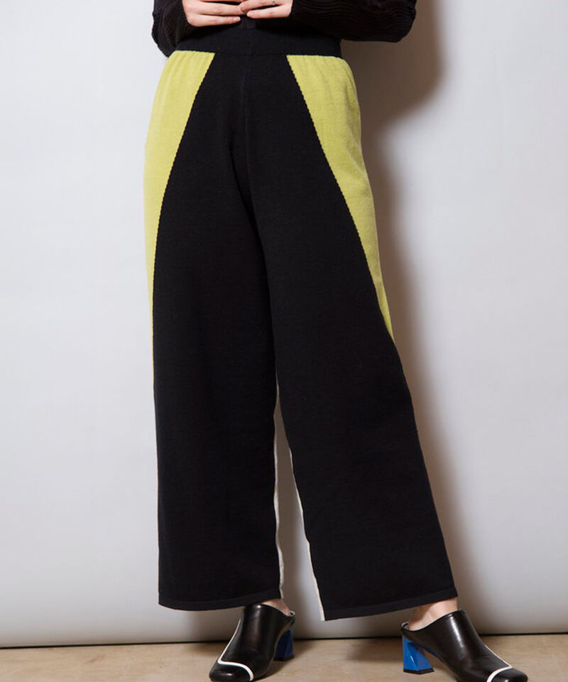  「2WAY配色ニットパンツ」|その他|BLACK