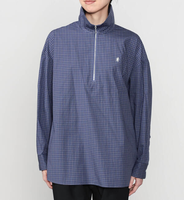 GYMPHLEX「Gymphlex | コットン ハーフジップ 長袖チェックシャツ WOMEN」|シャツ・ブラウス|