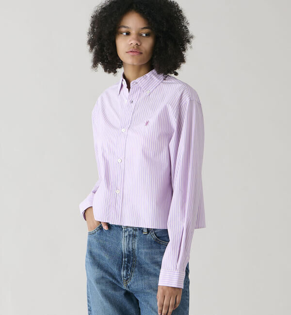 GYMPHLEX「Gymphlex | タイプライター ショートボタンダウンシャツ STRIPE WOMEN」|シャツ・ブラウス|