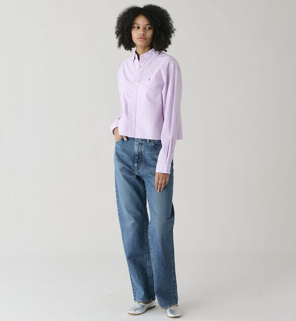 GYMPHLEX「Gymphlex | タイプライター ショートボタンダウンシャツ STRIPE WOMEN」|シャツ・ブラウス|