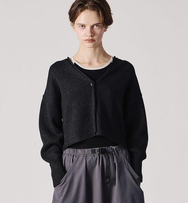  「WALANCE | 2way ペーパーニット カーディガン WOMEN」|ニット・セーター|BLACK