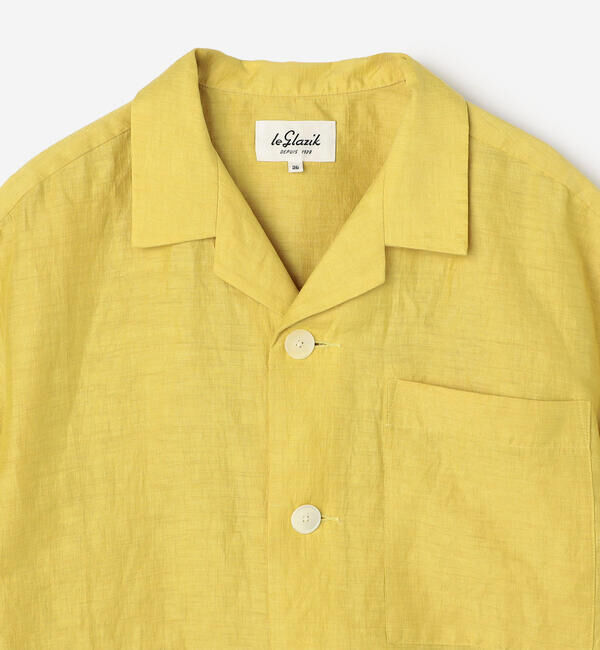 LE GLAZIK「LE GLAZIK | リネンポリエステル オープンカラー半袖シャツ WOMEN」|シャツ・ブラウス|