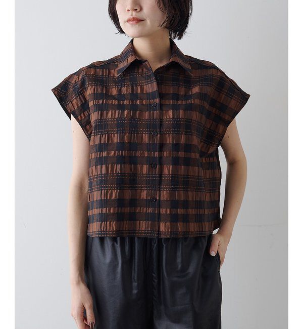 Drawing Numbers「【Drawing Numbers】チェックジャガードフレンチシャツ」|シャツ・ブラウス|