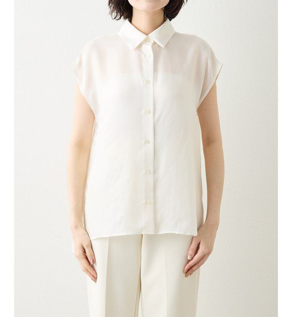 Drawing Numbers「【Drawing Numbers】キュプラノースリーブスリットブラウス」|シャツ・ブラウス|