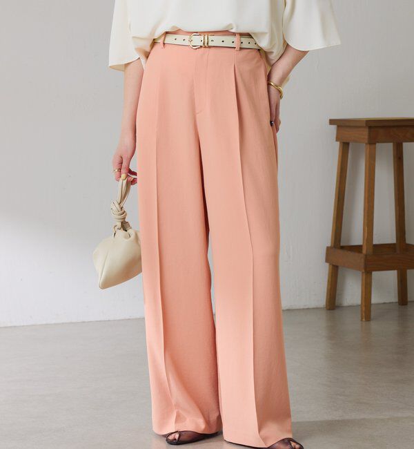  「《マイナス3kg見え/サイズ展開豊富》ジャージワイドパンツ」|スラックス|オレンジ