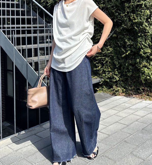  「【上品見えカットソー/シアー】アシメタックフレンチカットソー」|Tシャツ・カットソー|