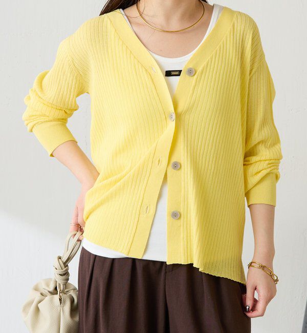  「ドライコットンワイドリブカーディガン」|ニット・セーター|