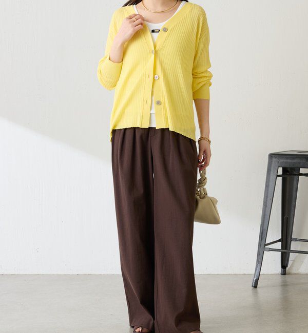  「ドライコットンワイドリブカーディガン」|ニット・セーター|