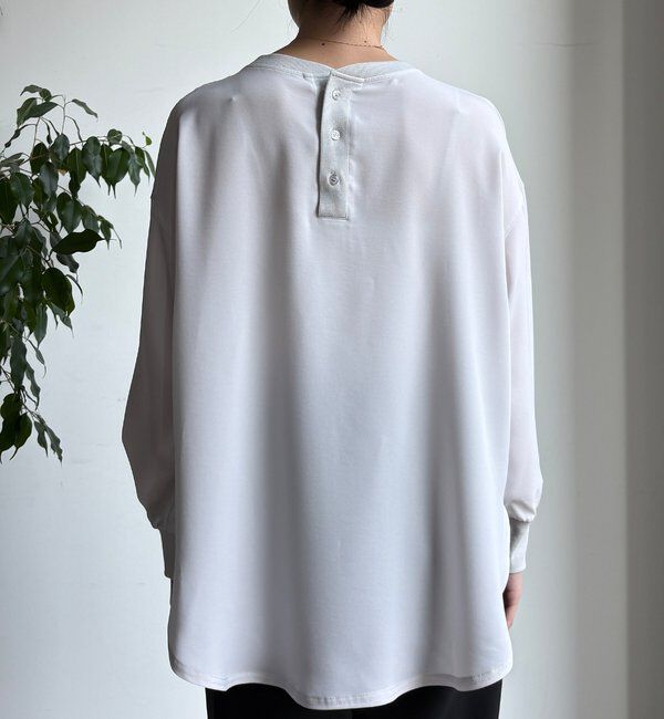  「袖リブバックボタンジョーゼットロゴプルオーバー」|シャツ・ブラウス|