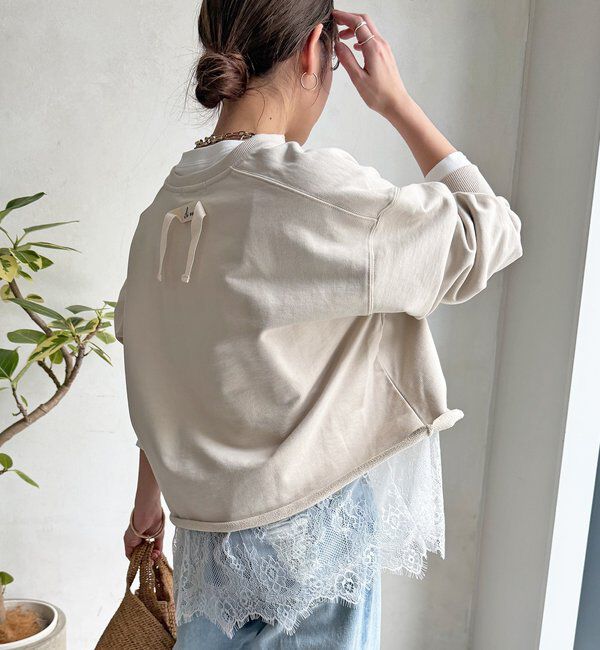  「【WEB限定】Vネック裏毛&times;レースロンTEEセット」|Tシャツ・カットソー|