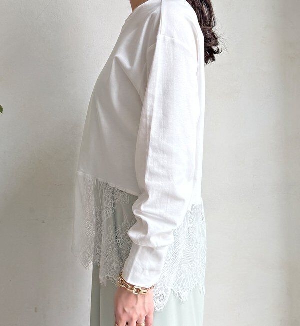  「【WEB限定】Vネック裏毛&times;レースロンTEEセット」|Tシャツ・カットソー|