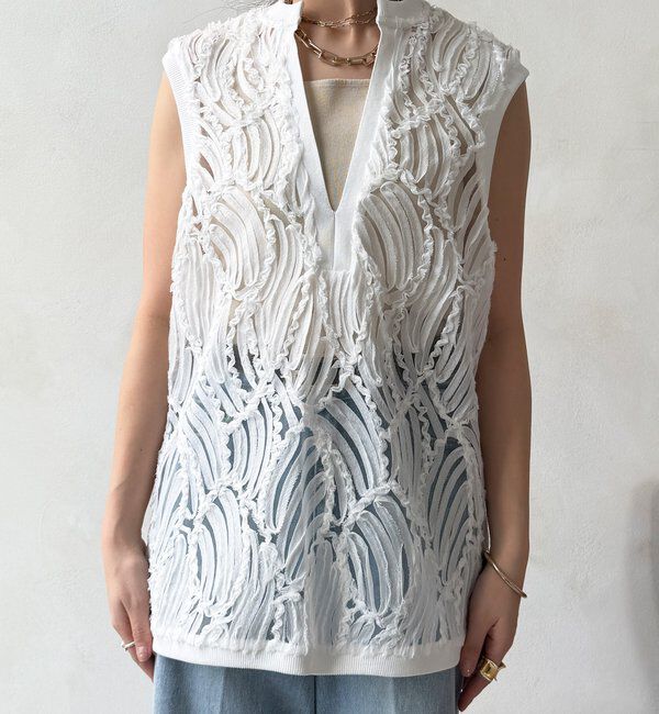  「【WEB限定】ジャガードチュニックベスト」|ブルゾン・スタジャン|