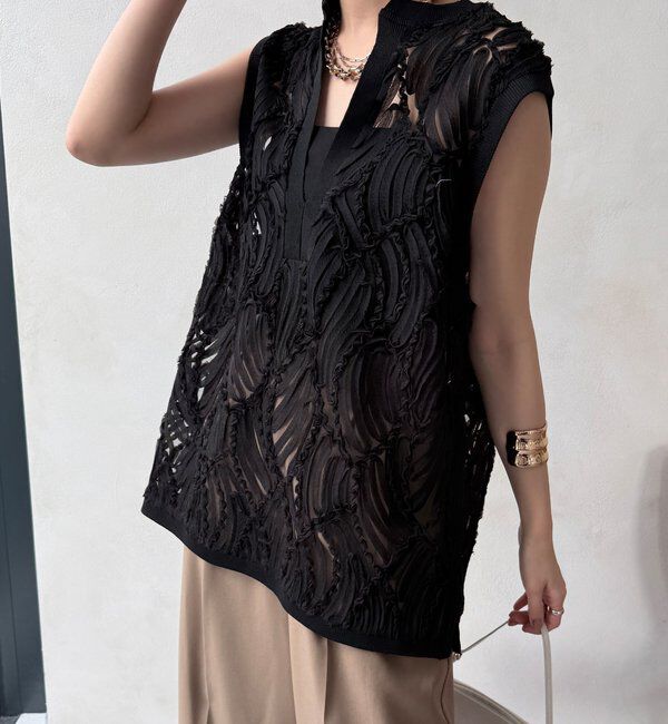  「【WEB限定】ジャガードチュニックベスト」|ブルゾン・スタジャン|