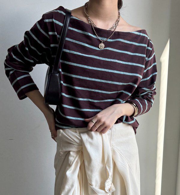  「マルチボーダーオフショルTEE」|Tシャツ・カットソー|