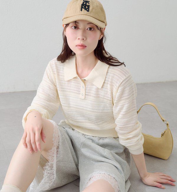  「ボーダーシアーポロニット」|ニット・セーター|