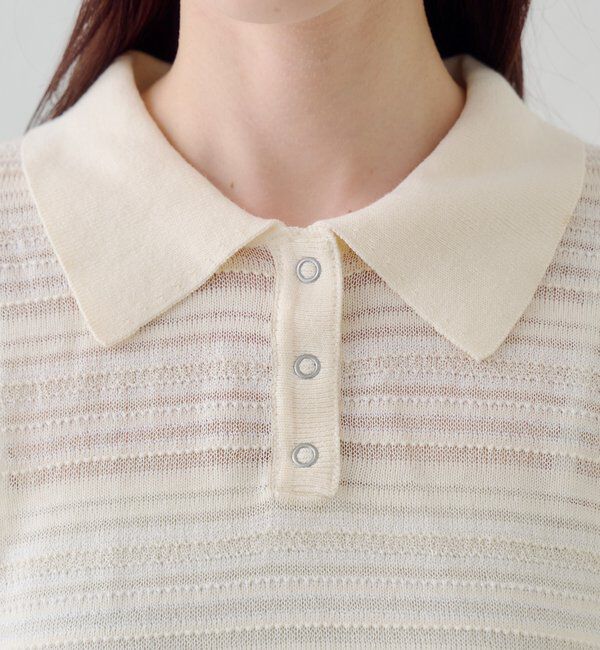  「ボーダーシアーポロニット」|ニット・セーター|
