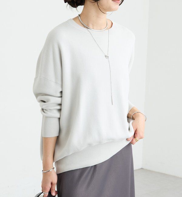  「【セットアップ対応】コットンスムースラウンドヘムニット」|ニット・セーター|