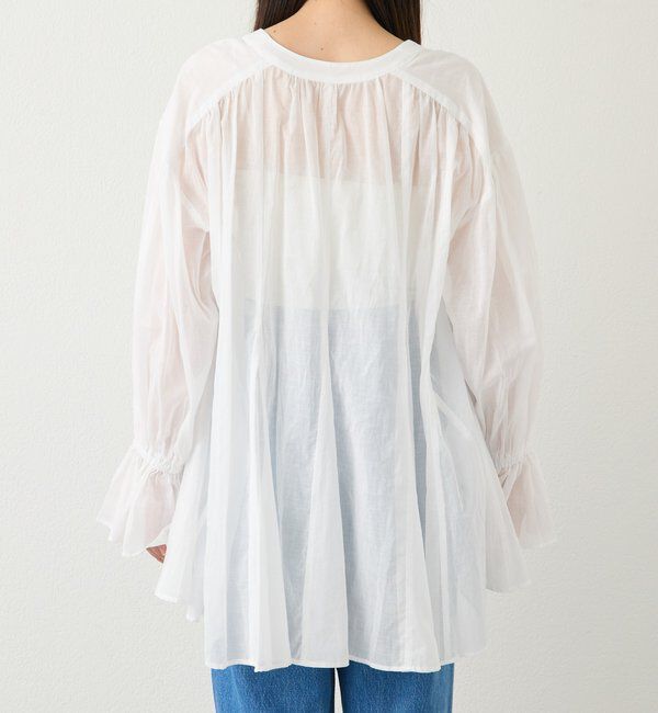  「予約【着映え】コットンペプラムギャザーブラウス」|シャツ・ブラウス|