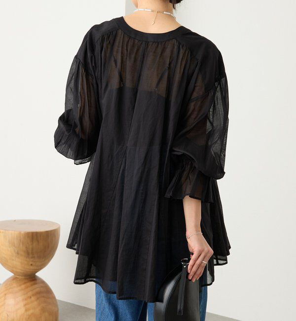  「予約【着映え】コットンペプラムギャザーブラウス」|シャツ・ブラウス|