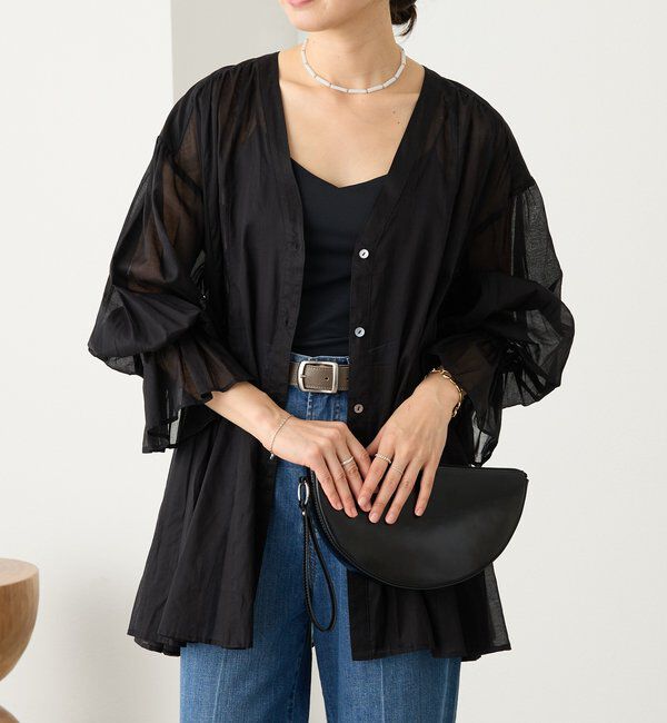  「予約【着映え】コットンペプラムギャザーブラウス」|シャツ・ブラウス|