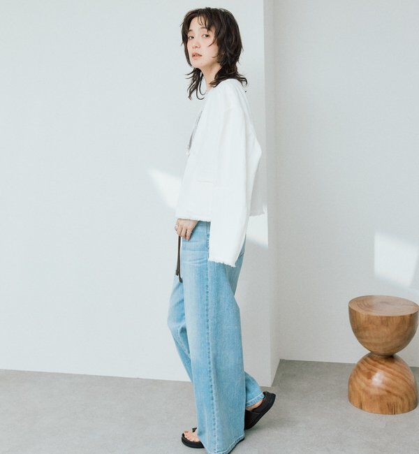  「予約【軽量/通気性抜群】ペーパーリネンノーカラージャケット」|テーラードジャケット|