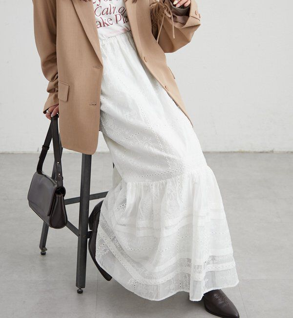  「パネルレースギャザースカート」|スカート|