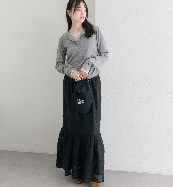  「パネルレースギャザースカート」|スカート|