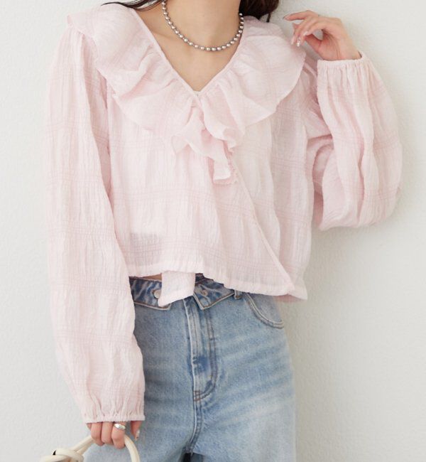  「フリルカシュクールブラウス」|シャツ・ブラウス|ピンク
