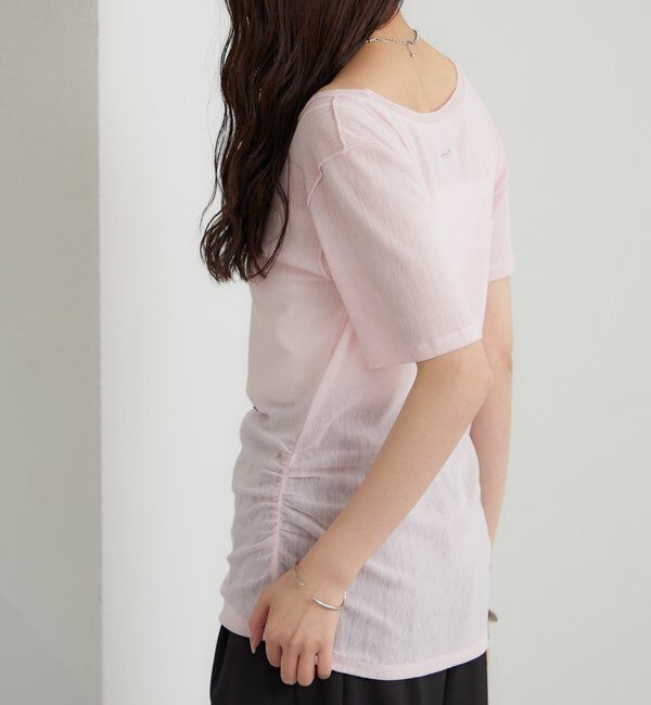  「サイドギャザーシアーTシャツ」|Tシャツ・カットソー|