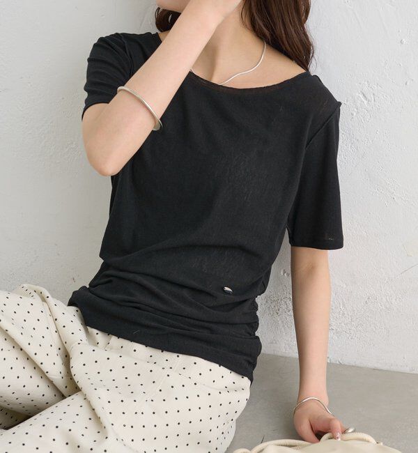  「サイドギャザーシアーTシャツ」|Tシャツ・カットソー|