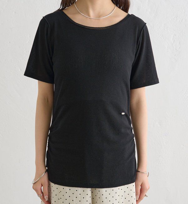  「サイドギャザーシアーTシャツ」|Tシャツ・カットソー|