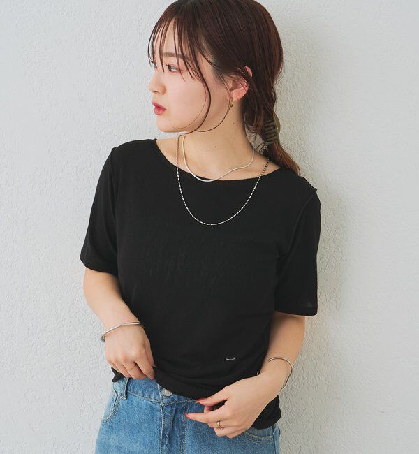  「サイドギャザーシアーTシャツ」|Tシャツ・カットソー|