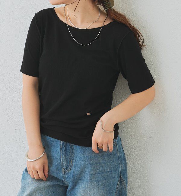  「サイドギャザーシアーTシャツ」|Tシャツ・カットソー|