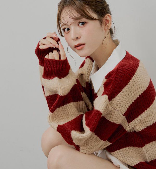  「ルーズボーダーラガーニット」|ニット・セーター|