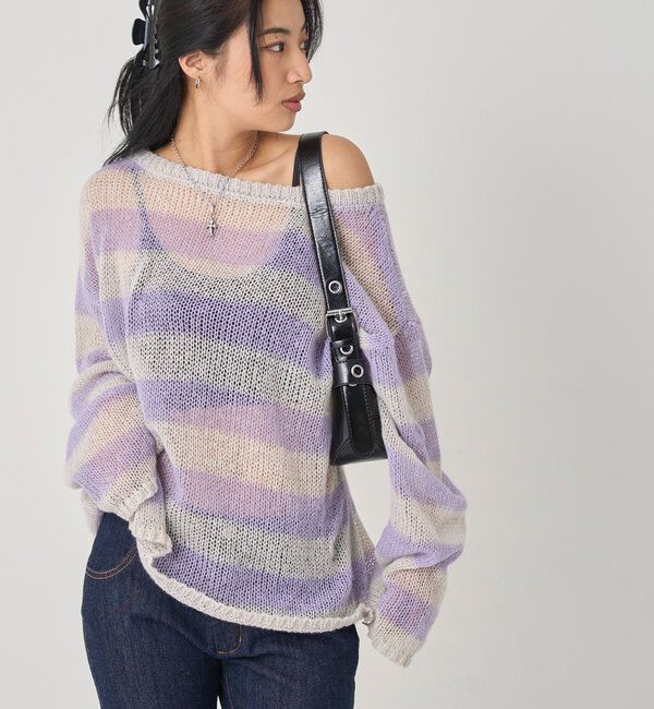  「ワイドボーダーメッシュニット」|ニット・セーター|