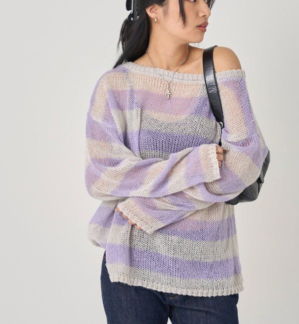  「ワイドボーダーメッシュニット」|ニット・セーター|