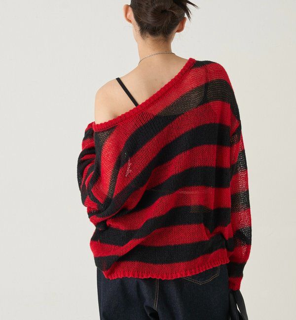  「ワイドボーダーメッシュニット」|ニット・セーター|